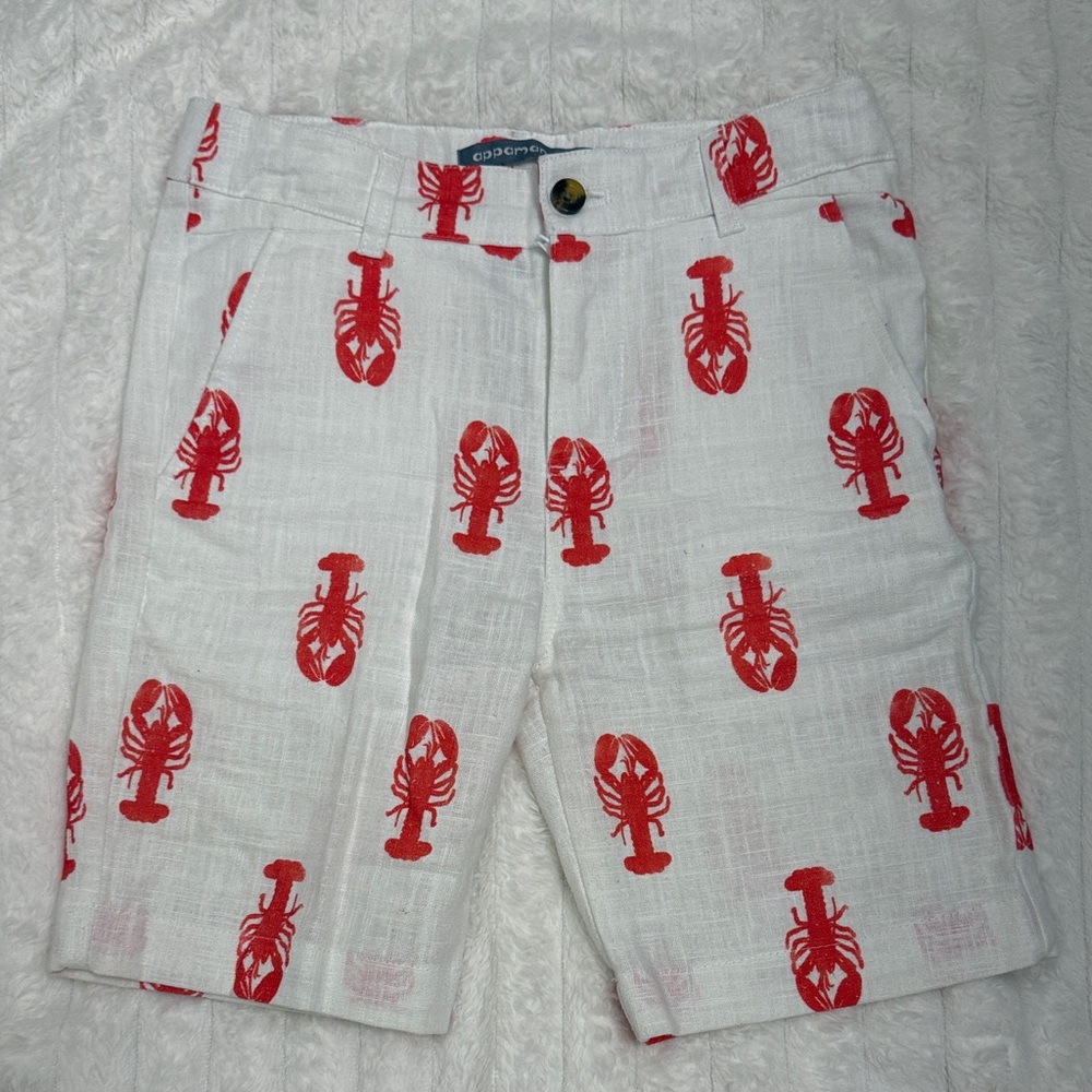 Appaman White Shorts with Red Lobster Pattern